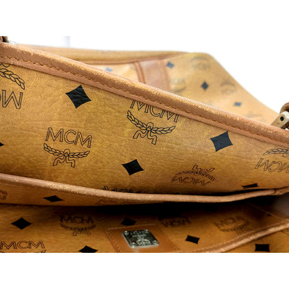 #1138 MCM Shoulder Tote in Cognac Visetos (Lipstick Staining)