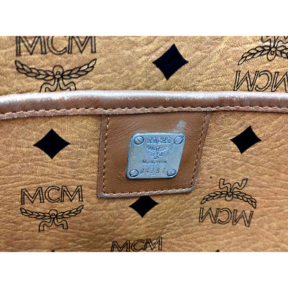 #1138 MCM Shoulder Tote in Cognac Visetos (Lipstick Staining)