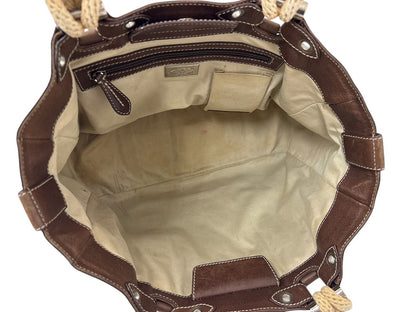 #1300 BALLY Brown Leather Braided Rope Shoulder Tote