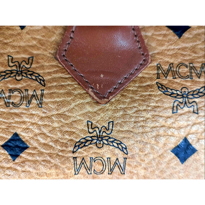 #1141 MCM Boston 34 Bag in Cognac Visetos