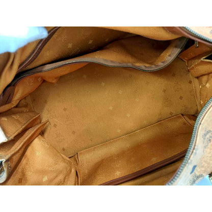 #1141 MCM Boston 34 Bag in Cognac Visetos