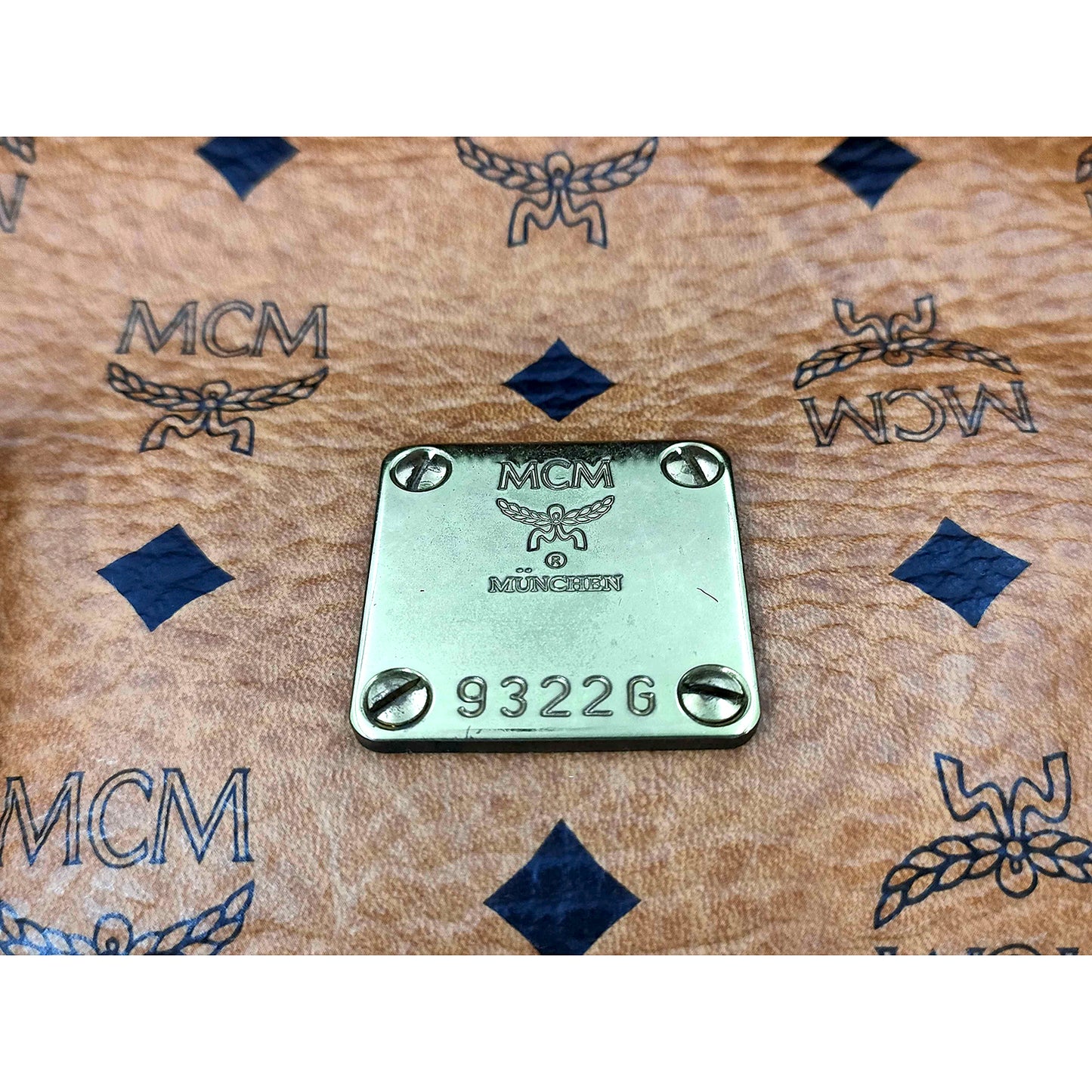 #1141 MCM Boston 34 Bag in Cognac Visetos