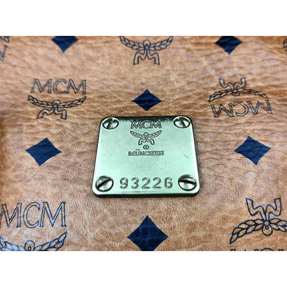 #1141 MCM Boston 34 Bag in Cognac Visetos