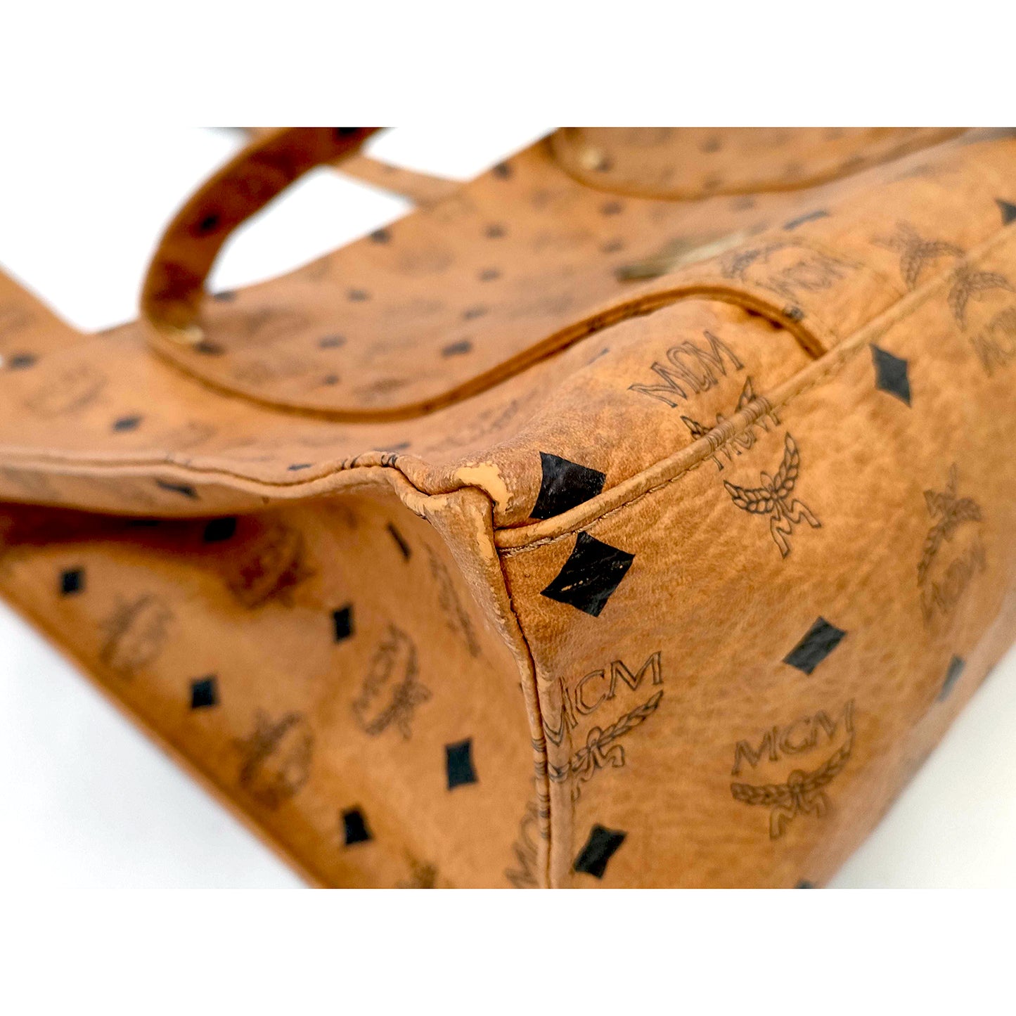 #1139 MCM Shoulder Tote in Cognac Visetos