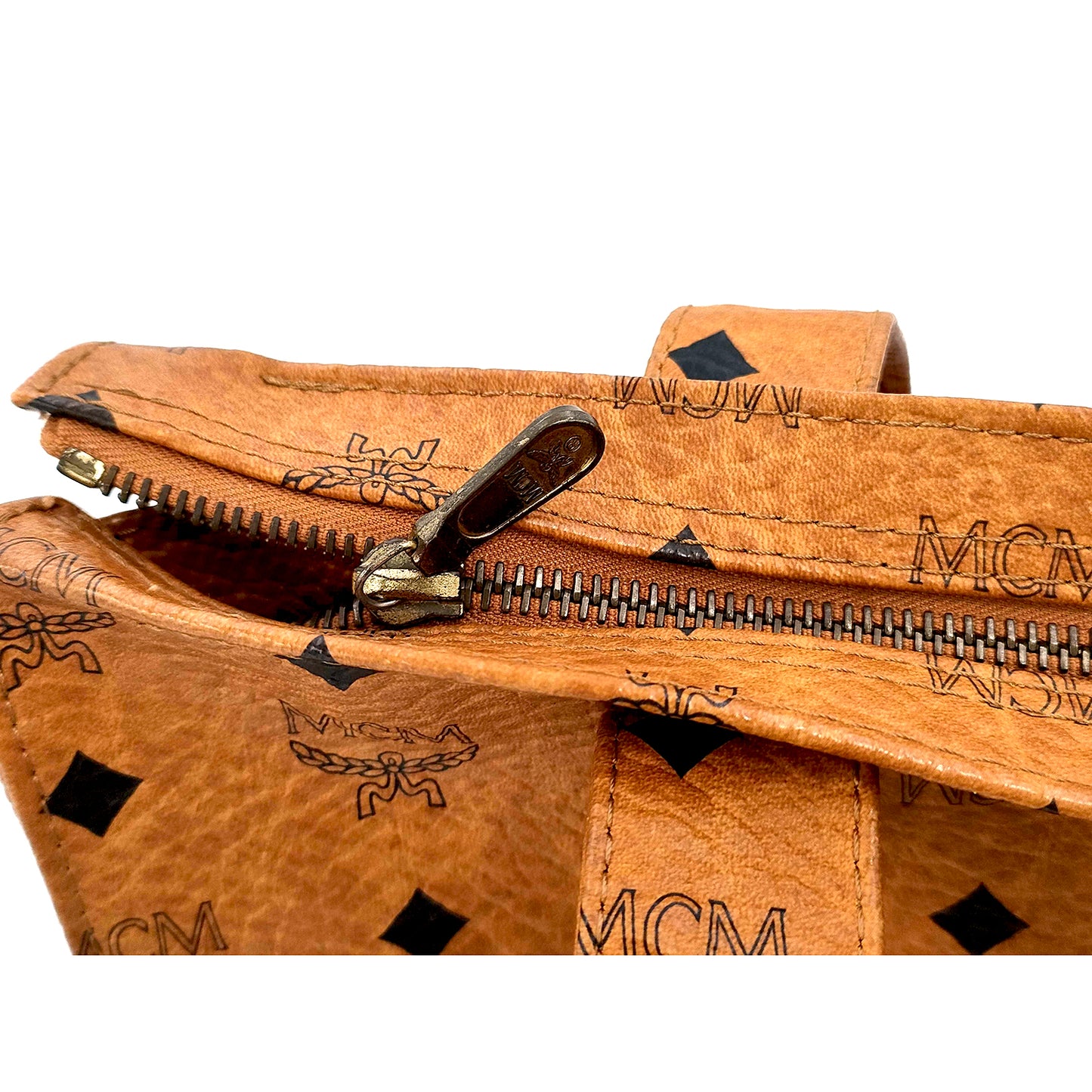 #1139 MCM Shoulder Tote in Cognac Visetos