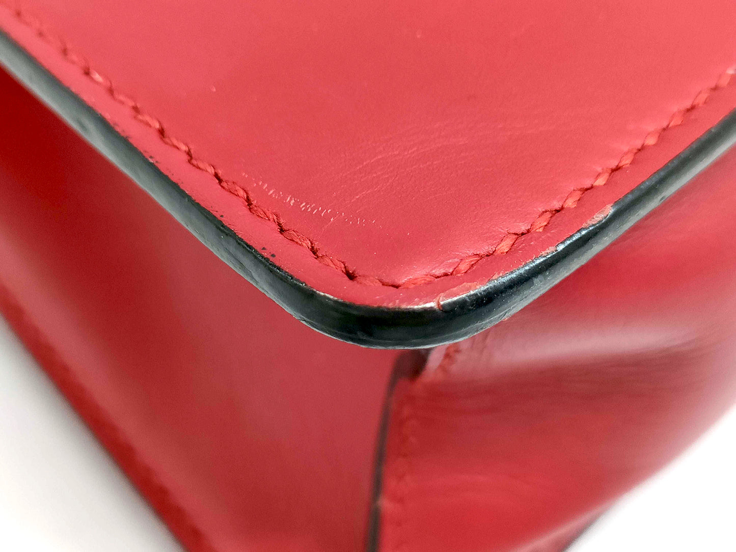 #1380 GUCCI Web Sylvie Medium Red Calfskin Leather Shoulder Bag