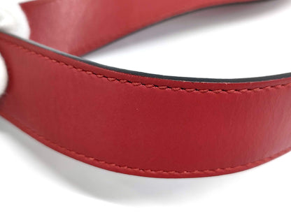 #1380 GUCCI Web Sylvie Medium Red Calfskin Leather Shoulder Bag