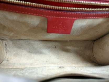 #1380 GUCCI Web Sylvie Medium Red Calfskin Leather Shoulder Bag