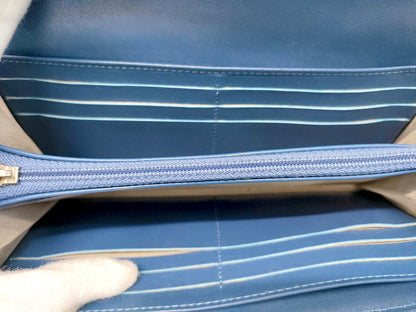 #1386 CHANEL Teal Blue Patent Leather Matelassé Continental Wallet