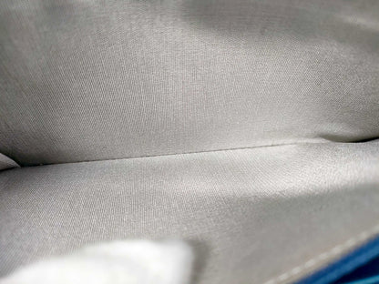 #1386 CHANEL Teal Blue Patent Leather Matelassé Continental Wallet