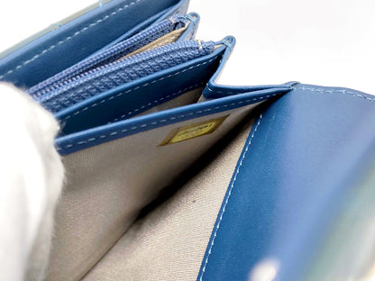 #1386 CHANEL Teal Blue Patent Leather Matelassé Continental Wallet