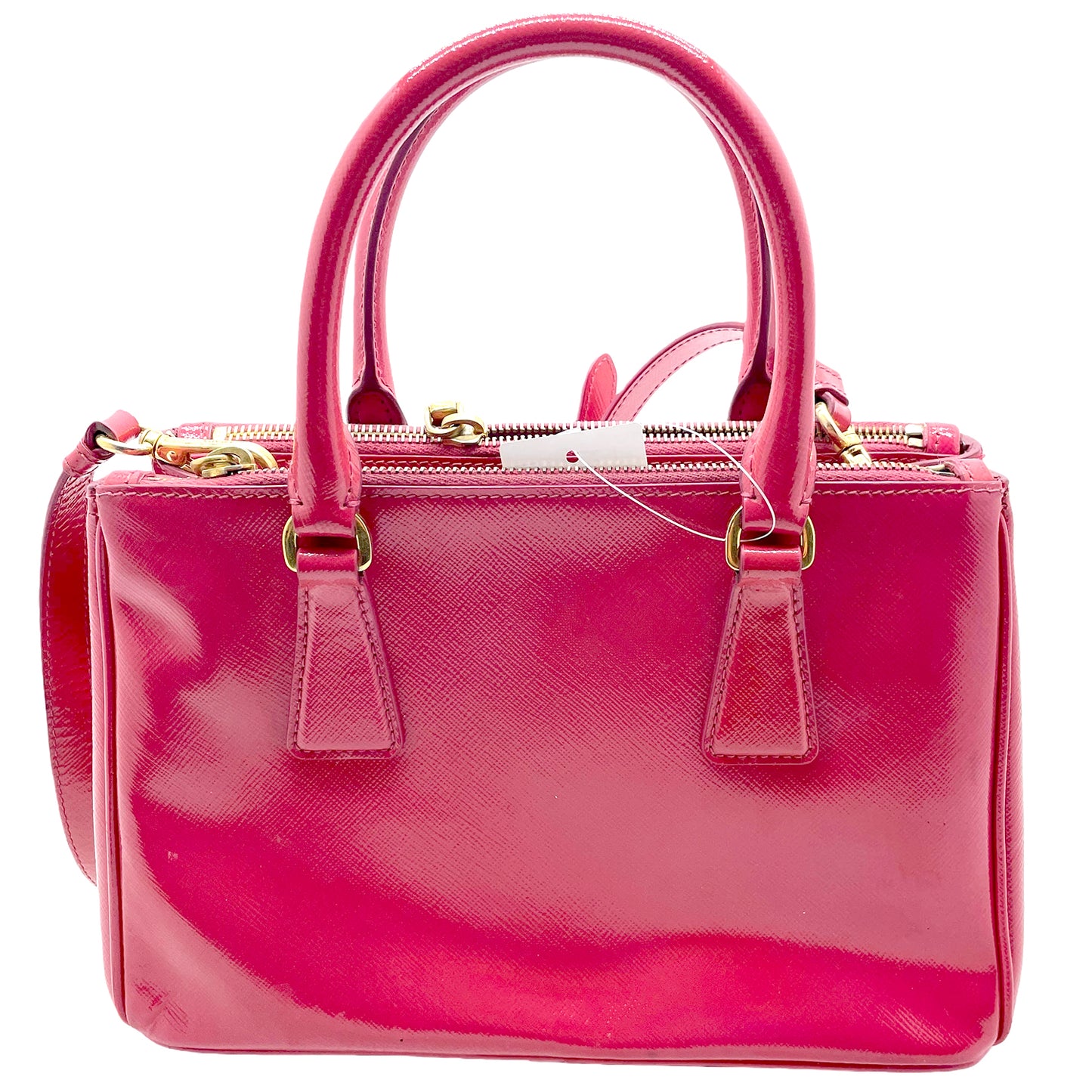 #1193 PRADA Pink Saffiano Vernice Leather Small Galleria Tote