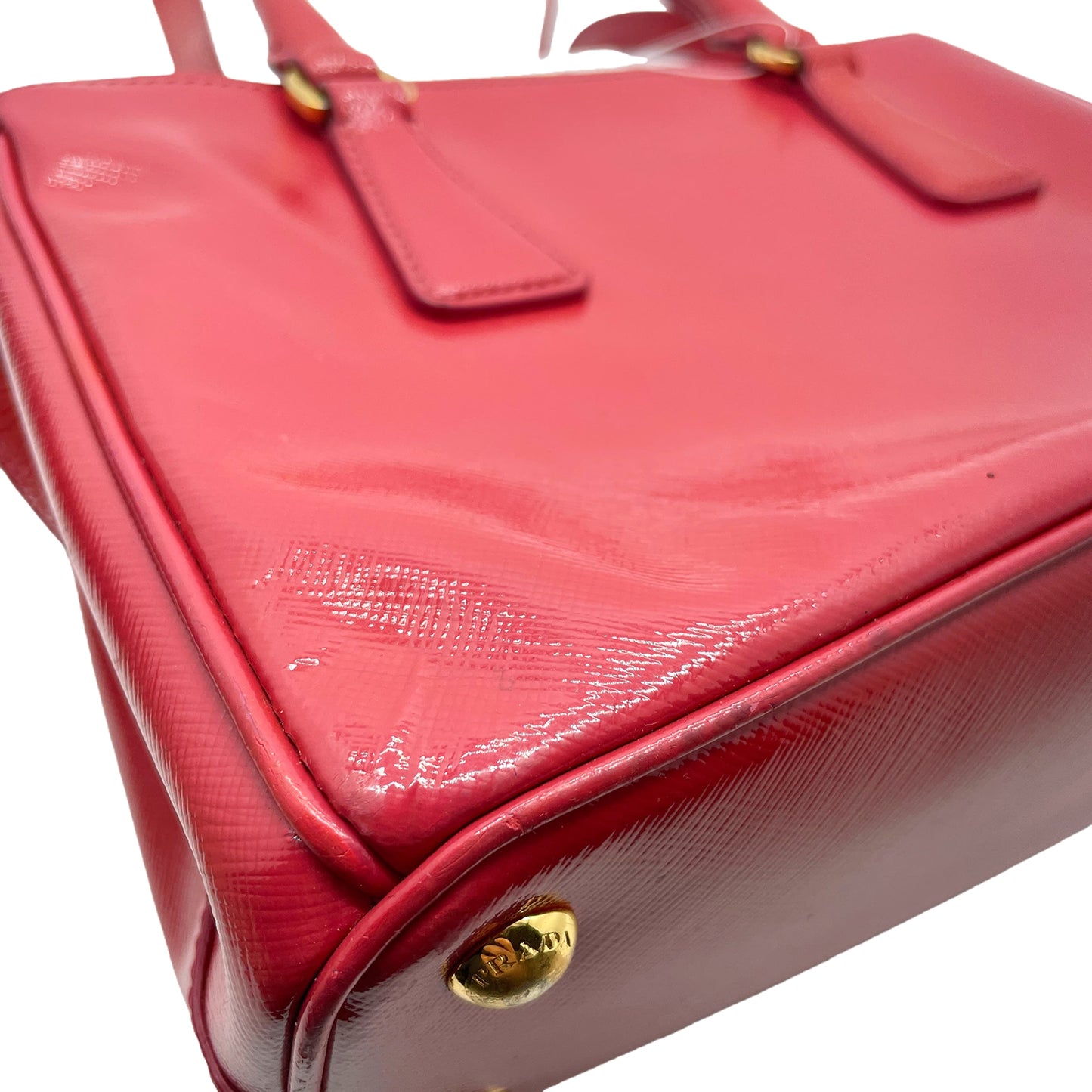 #1193 PRADA Pink Saffiano Vernice Leather Small Galleria Tote