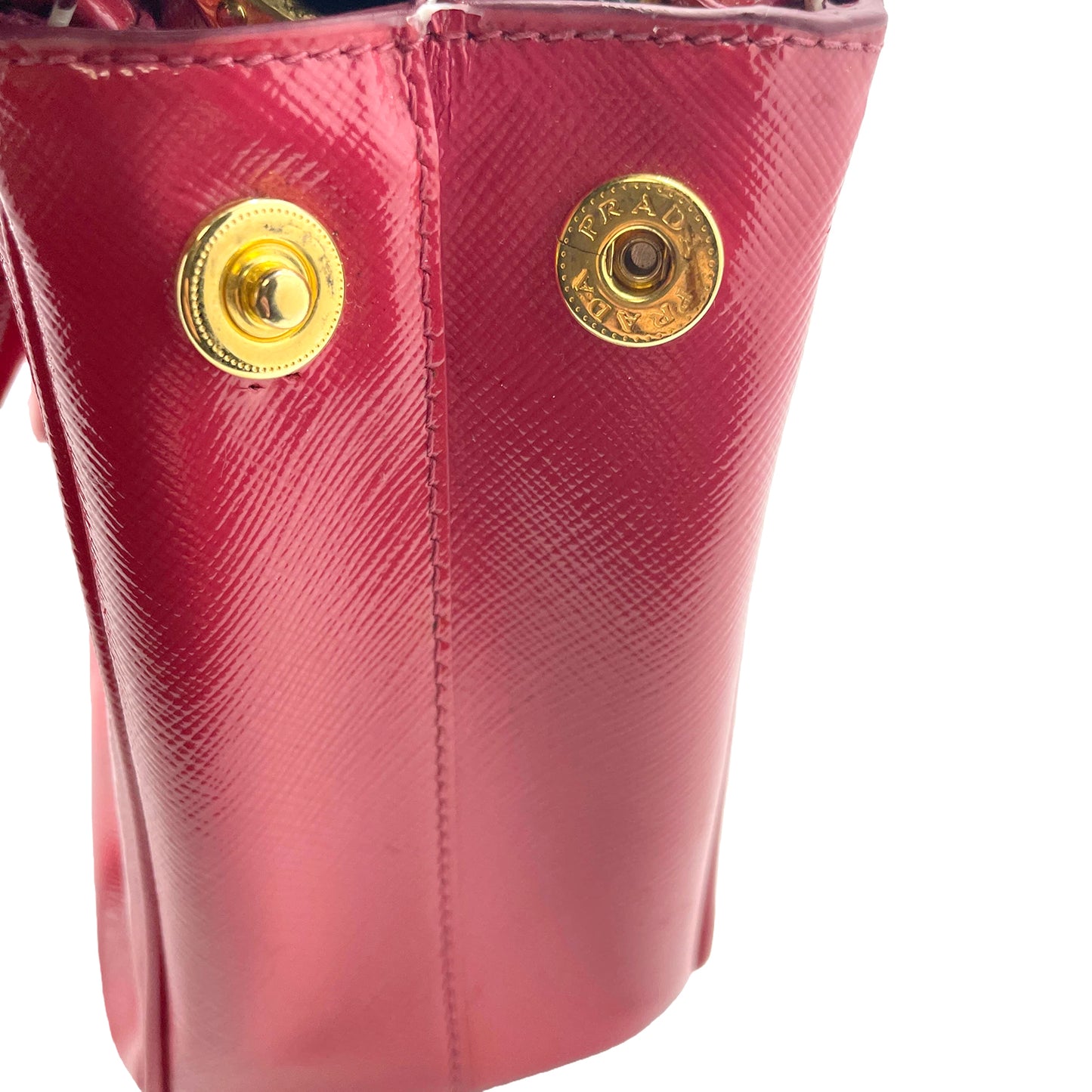 #1193 PRADA Pink Saffiano Vernice Leather Small Galleria Tote