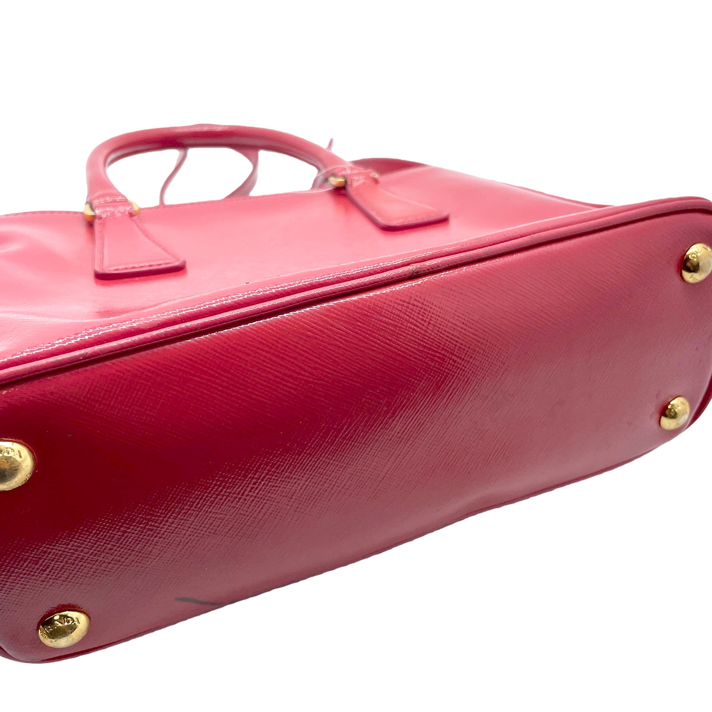 #1193 PRADA Pink Saffiano Vernice Leather Small Galleria Tote