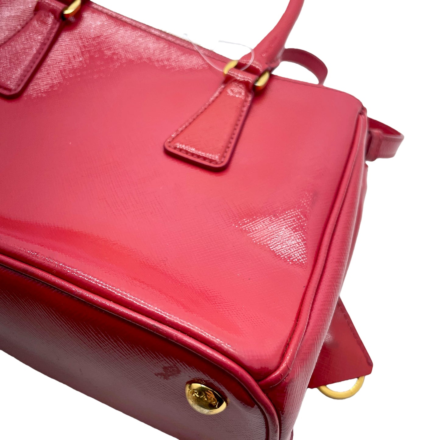 #1193 PRADA Pink Saffiano Vernice Leather Small Galleria Tote