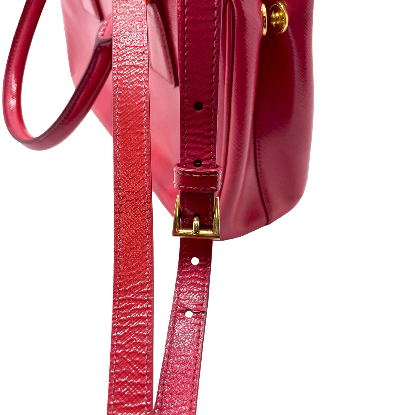 #1193 PRADA Pink Saffiano Vernice Leather Small Galleria Tote