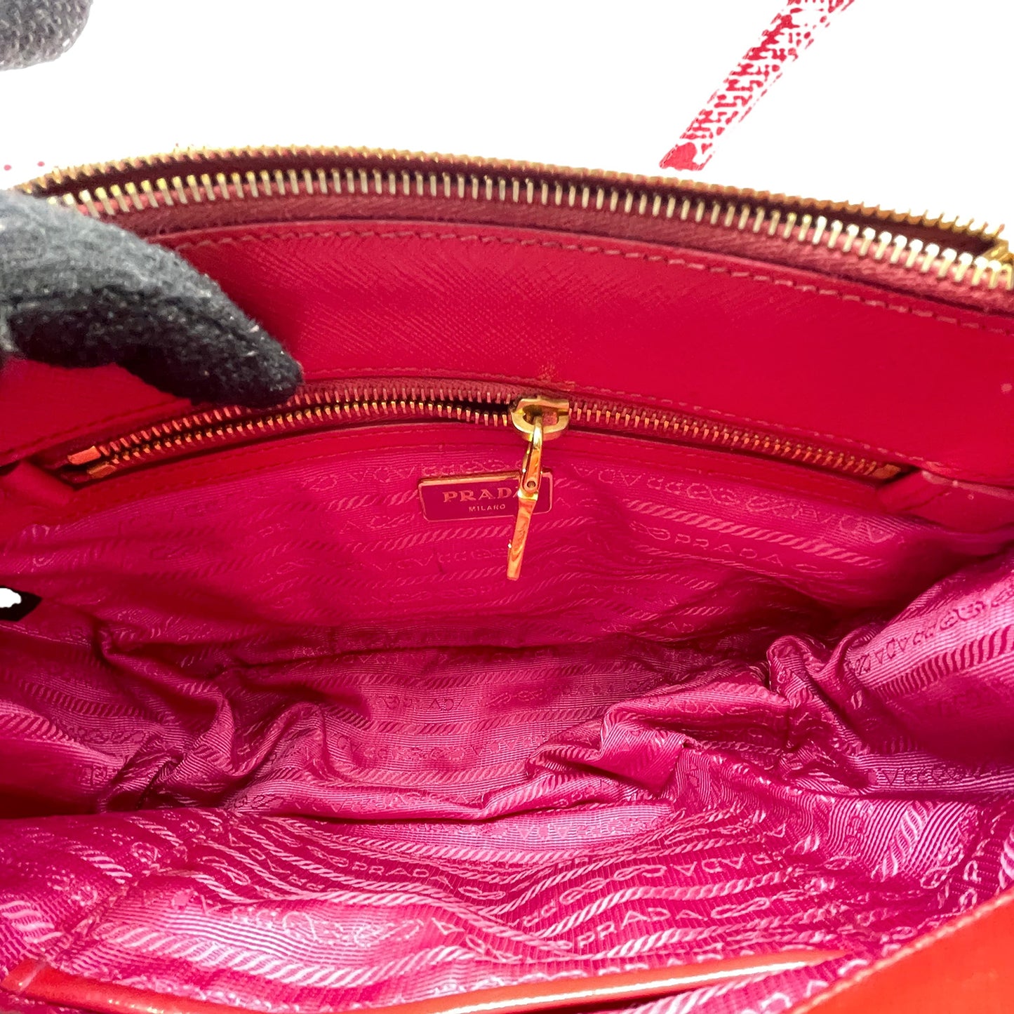 #1193 PRADA Pink Saffiano Vernice Leather Small Galleria Tote