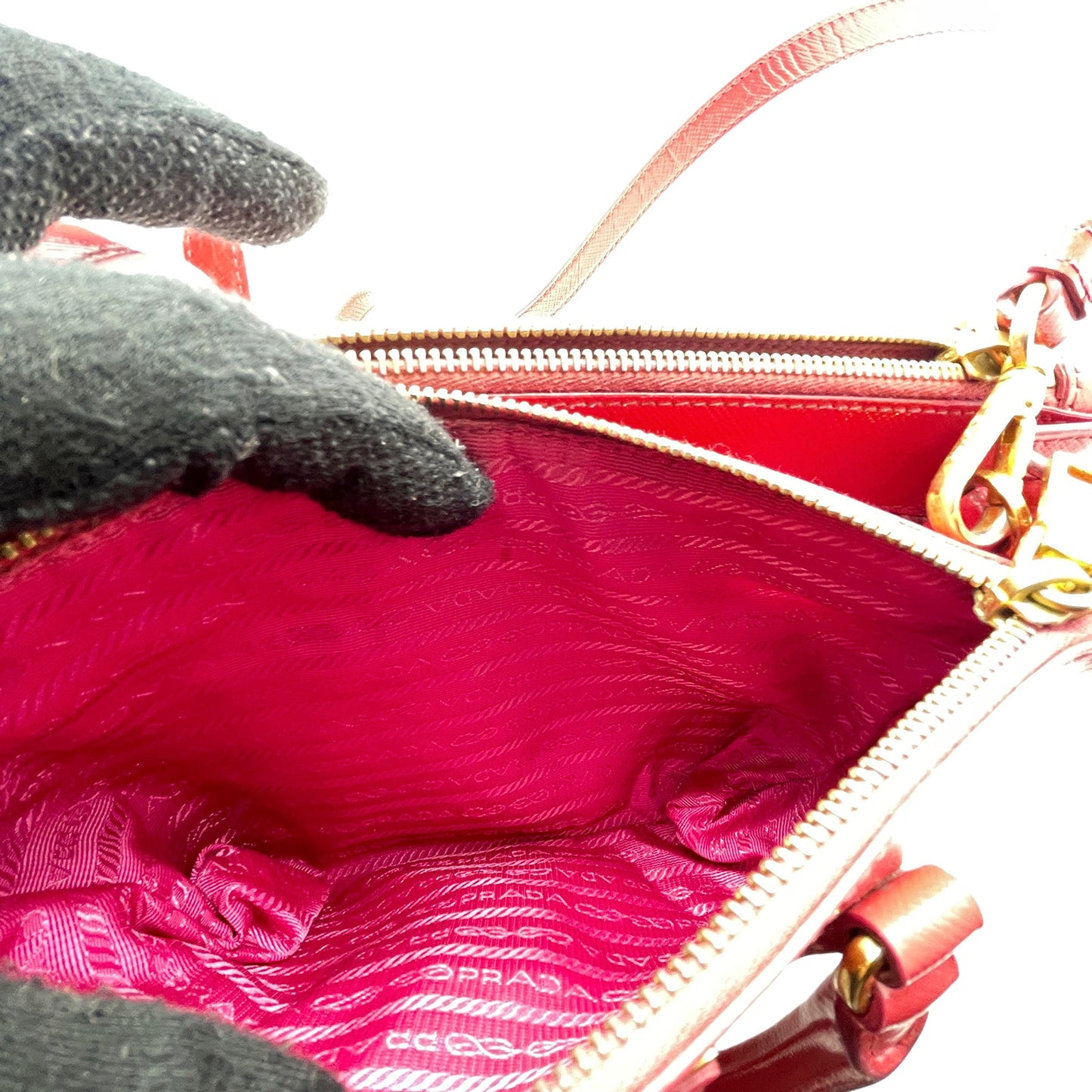 #1193 PRADA Pink Saffiano Vernice Leather Small Galleria Tote