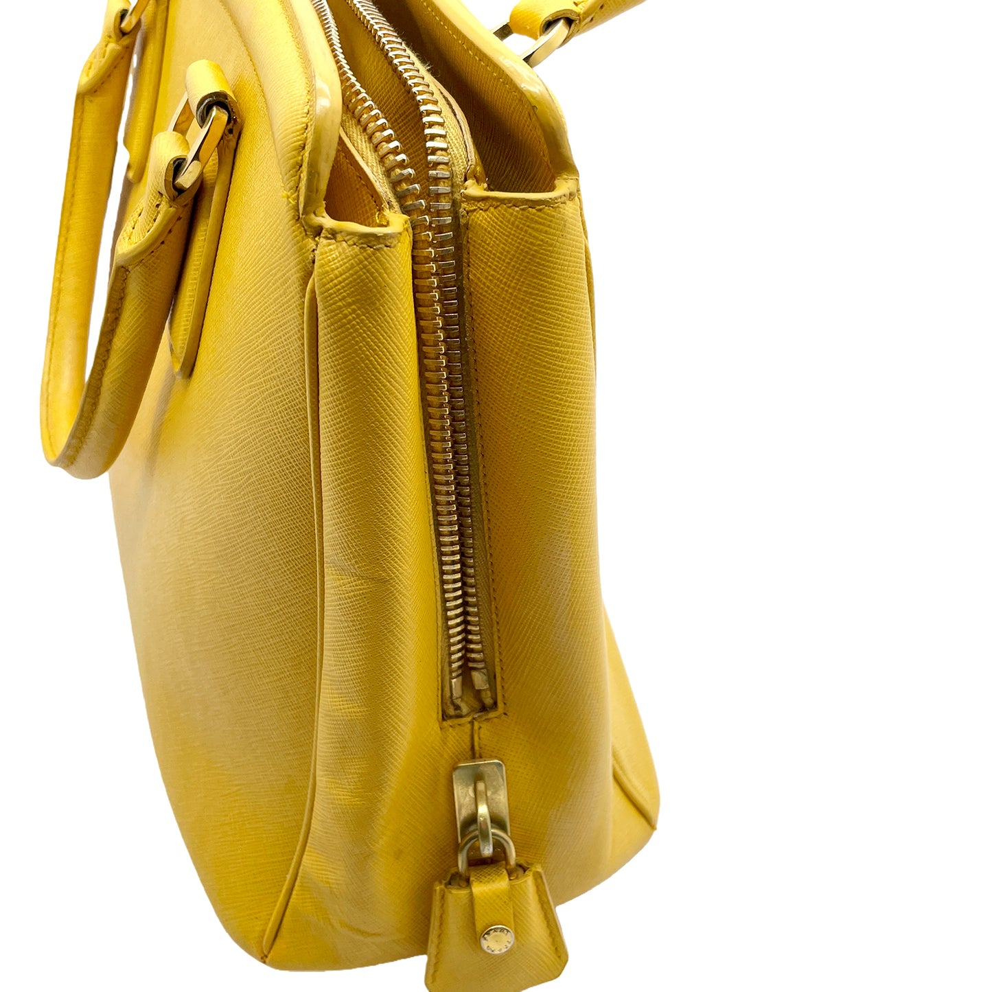 #1189 PRADA Yellow Lux Saffiano Leather Parabole Tote