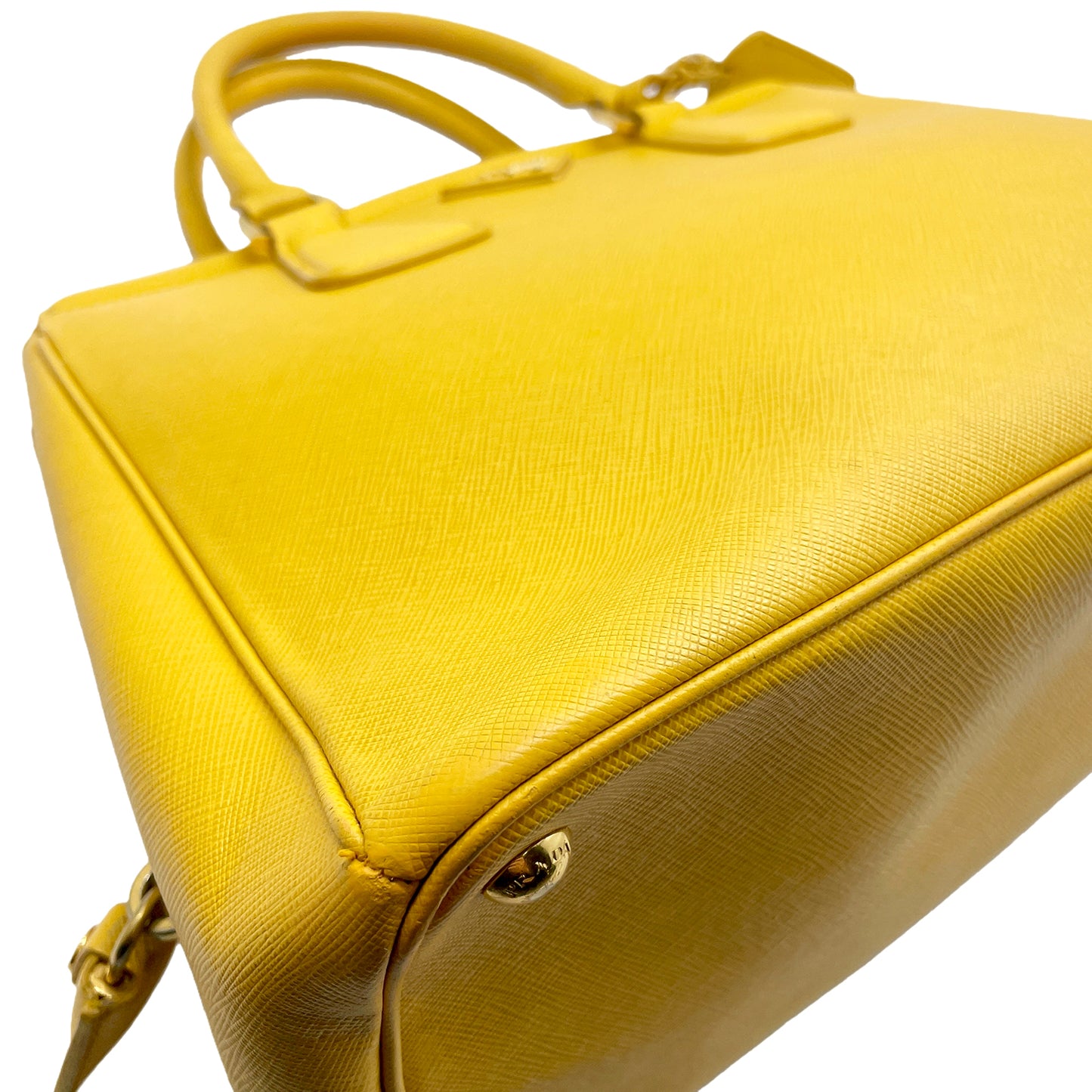 #1189 PRADA Yellow Lux Saffiano Leather Parabole Tote