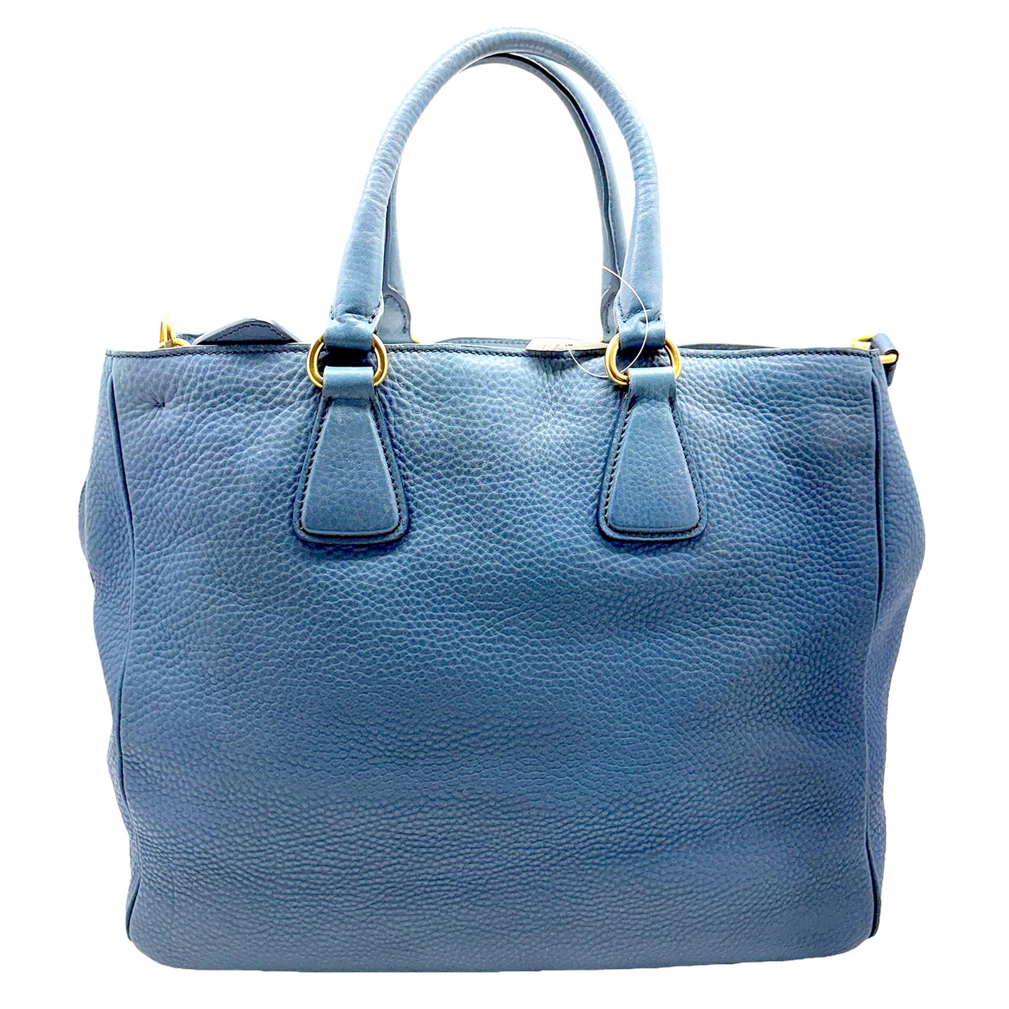 #1192 PRADA Voyage Blue Vitello Daino Leather Convertible Tote