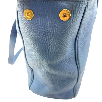 #1192 PRADA Voyage Blue Vitello Daino Leather Convertible Tote