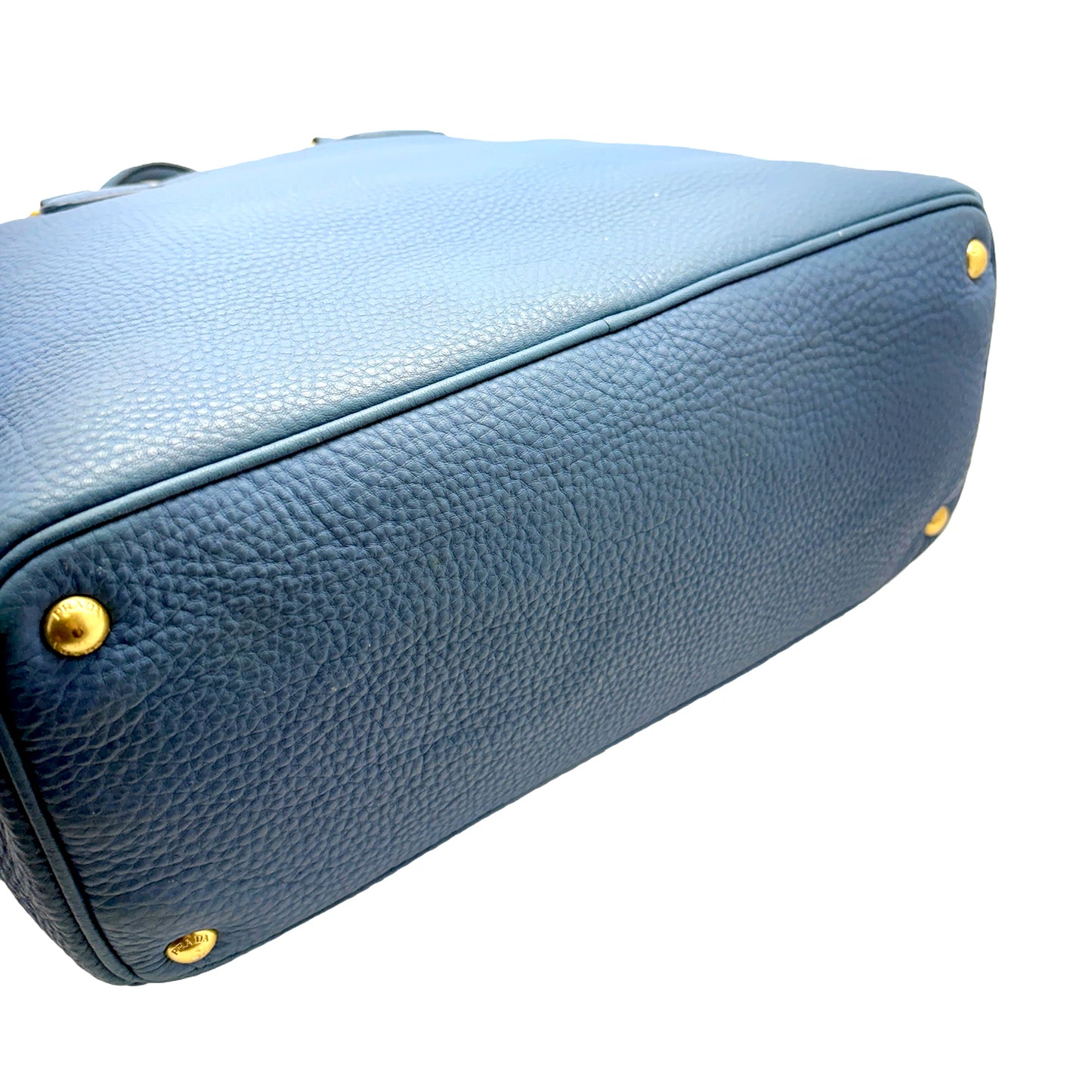 #1192 PRADA Voyage Blue Vitello Daino Leather Convertible Tote