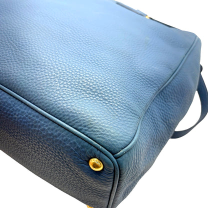 #1192 PRADA Voyage Blue Vitello Daino Leather Convertible Tote