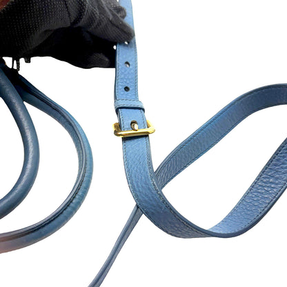 #1192 PRADA Voyage Blue Vitello Daino Leather Convertible Tote