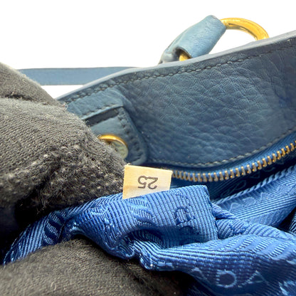 #1192 PRADA Voyage Blue Vitello Daino Leather Convertible Tote