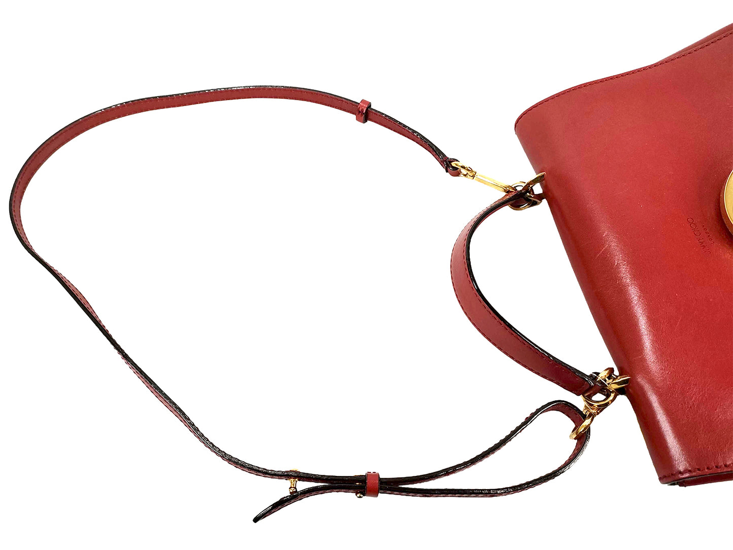 #1206 JIMMY CHOO Burgundy Leather Madeline Top Handle Bag