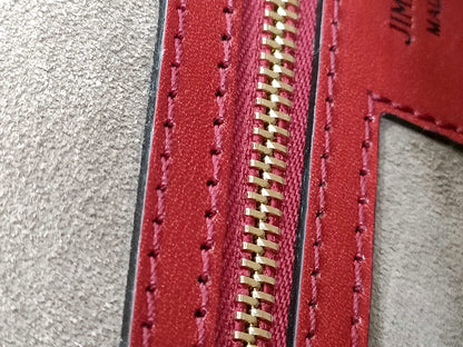 #1206 JIMMY CHOO Burgundy Leather Madeline Top Handle Bag