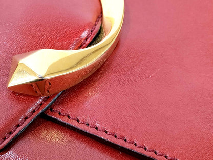 #1206 JIMMY CHOO Burgundy Leather Madeline Top Handle Bag