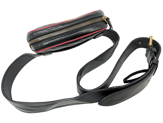 #1428 GUCCI GG Marmont Torchon Leather Matelassé Chevron Belt Bag (Bum Bag)