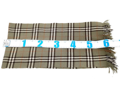 #1522 BURBERRY Vintage Green Check 100% Cashmere Scarf