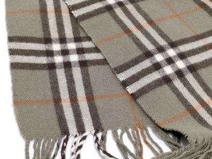 #1522 BURBERRY Vintage Green Check 100% Cashmere Scarf