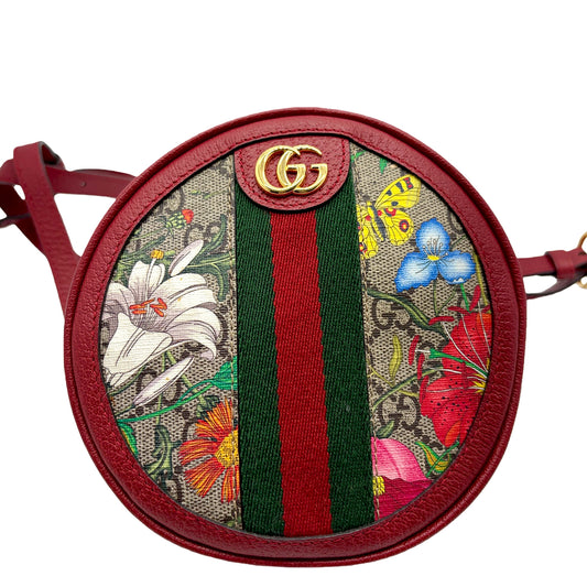 #1162 GUCCI GG Supreme Monogram Web Flora Ophidia Round Backpack