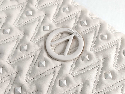 #1420 MARIO VALENTINO Luisa Diamond Leather Shoulder Bag