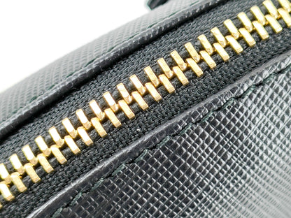 #1205 SALVATORE FERRAGAMO Black Saffiano Leather Vala Ribbon Cosmetic Pouch