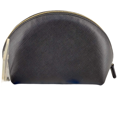 #1205 SALVATORE FERRAGAMO Black Saffiano Leather Vala Ribbon Cosmetic Pouch