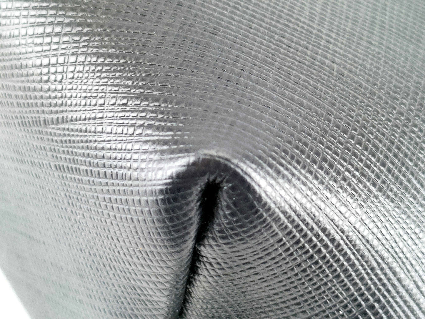 #1205 SALVATORE FERRAGAMO Black Saffiano Leather Vala Ribbon Cosmetic Pouch