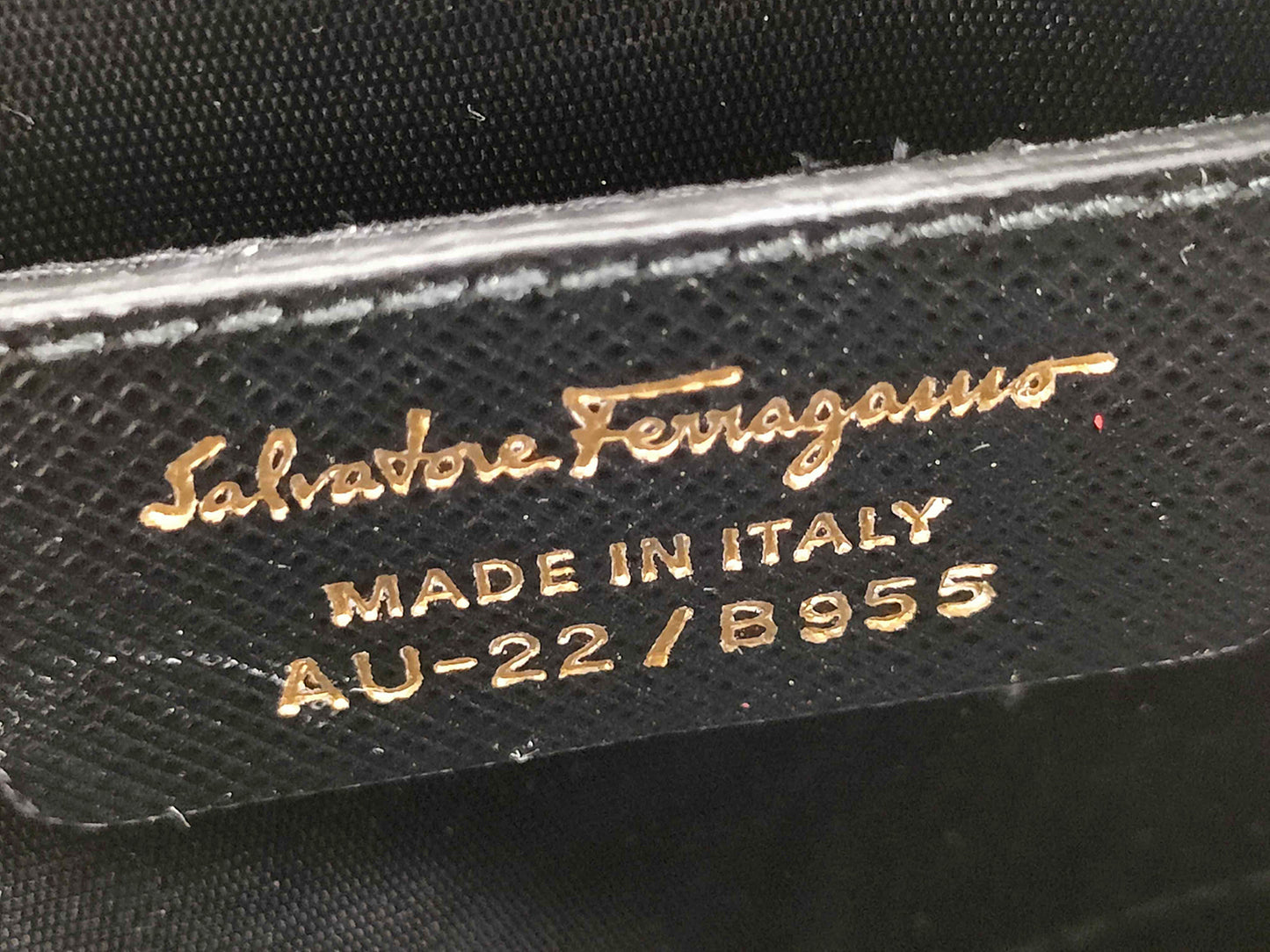 #1205 SALVATORE FERRAGAMO Black Saffiano Leather Vala Ribbon Cosmetic Pouch