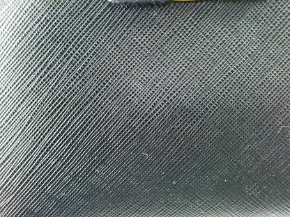 #1205 SALVATORE FERRAGAMO Black Saffiano Leather Vala Ribbon Cosmetic Pouch