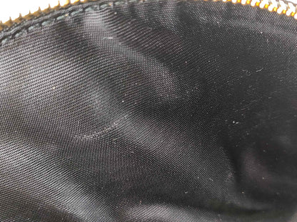 #1205 SALVATORE FERRAGAMO Black Saffiano Leather Vala Ribbon Cosmetic Pouch