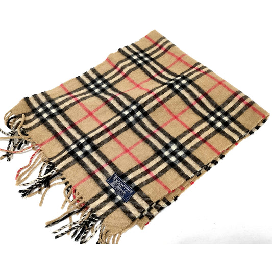 #1538 BURBERRY Vintage Archive Beige Check 100% Cashmere Scarf
