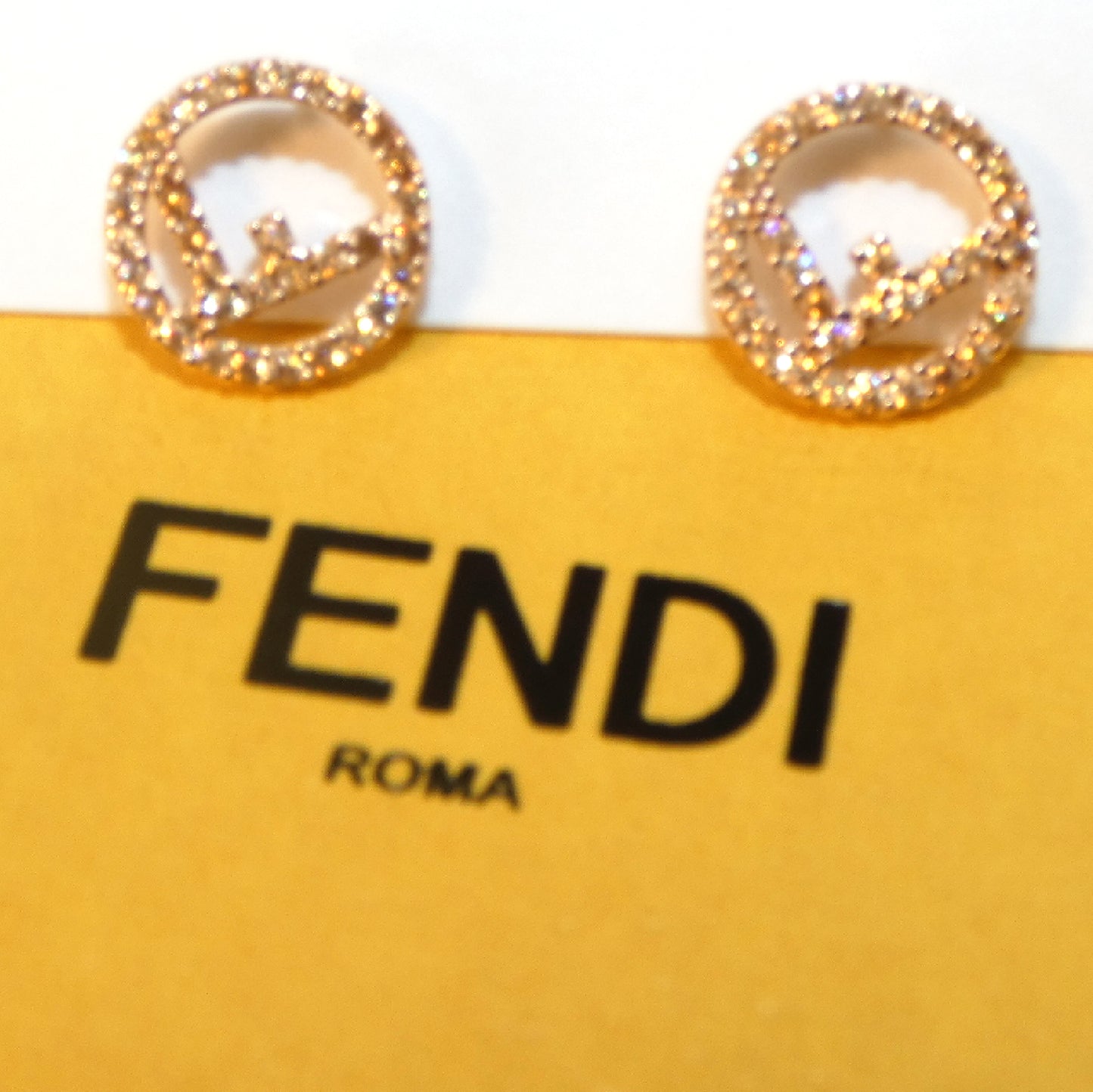#1376 FENDI F Is Fendi Earrings Champagne Gold MSRP $330