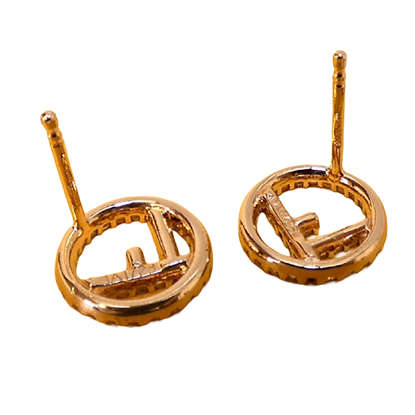 #1376 FENDI F Is Fendi Earrings Champagne Gold MSRP $330