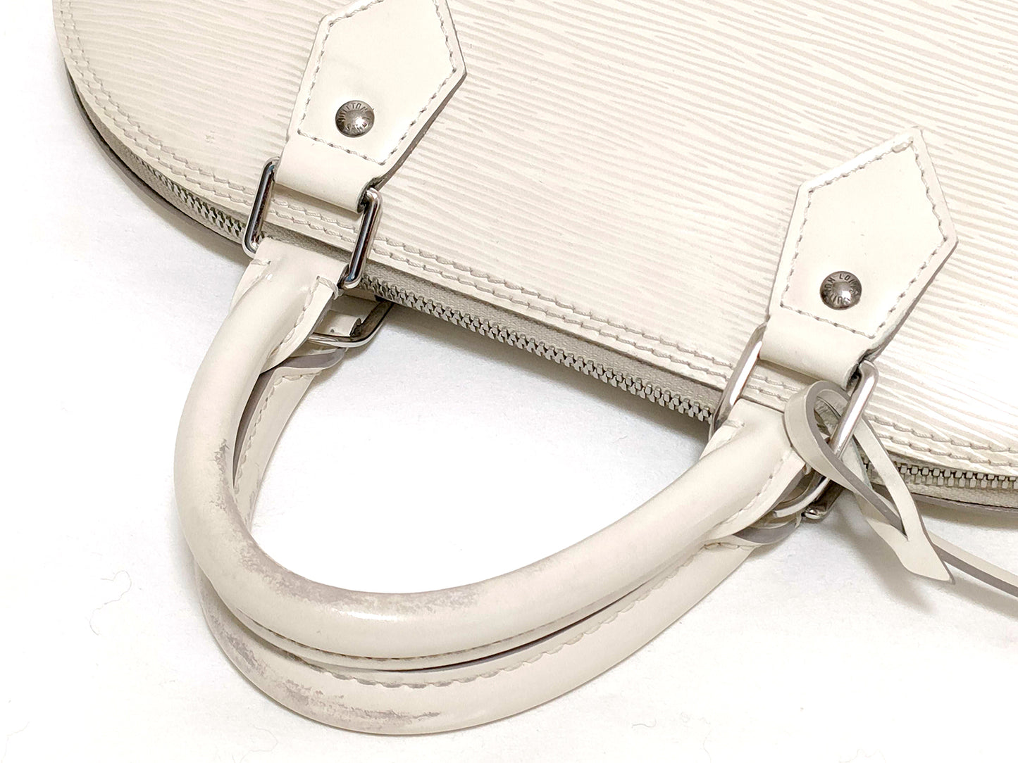 #1370 LOUIS VUITTON Cream Epi Leather Alma with Storage Box, Lock & Key