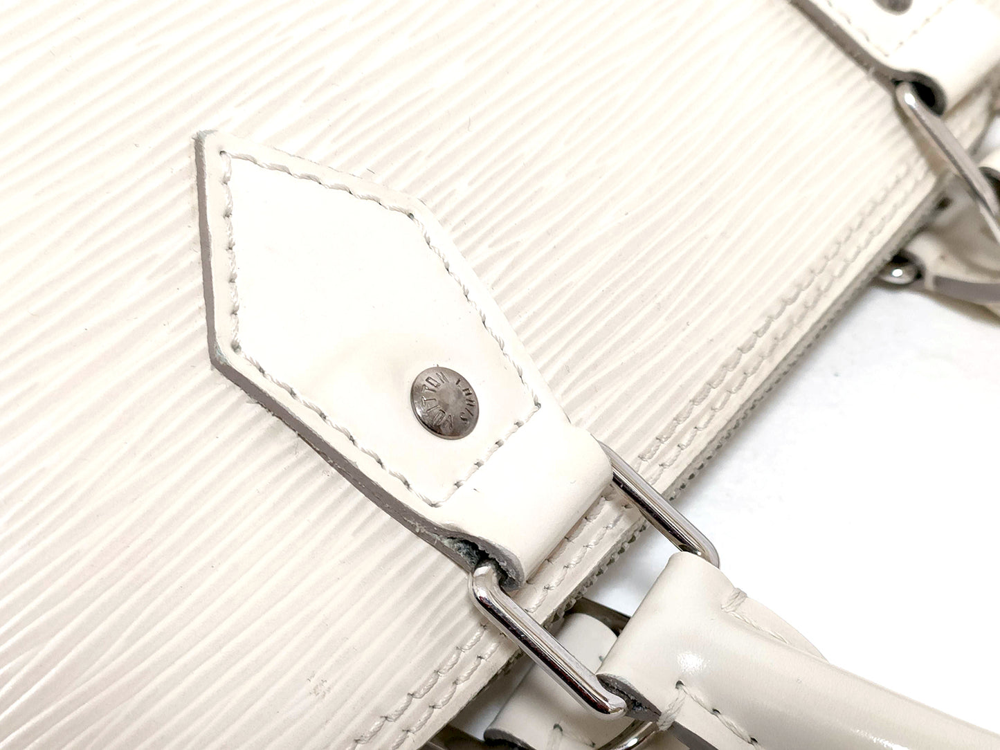 #1370 LOUIS VUITTON Cream Epi Leather Alma with Storage Box, Lock & Key